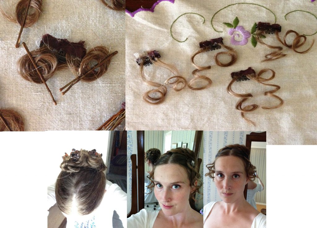 The hair pieces - my own hair glued to barrets.